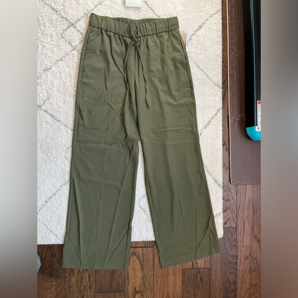 Joe Fresh Olive Green High Waist Wide Leg Trousers
